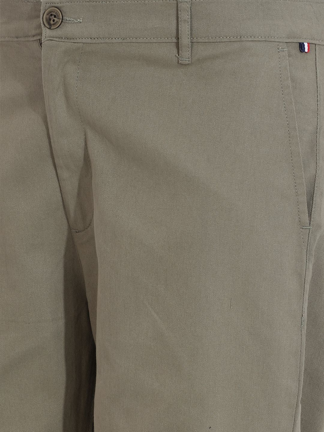 Olive1 Plus Size Regular Fit Mid-Rise Solid Cotton Woven Chinos Trouser For Men