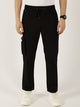 Black Cotton Solid Smart Easy Wash Cargo Trousers