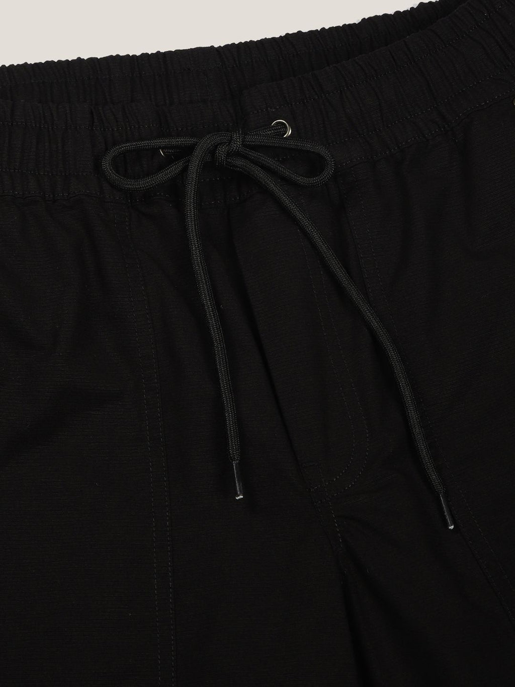 Black Cotton Solid Smart Easy Wash Cargo Trousers