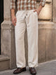 Beige Smart Straight Fit Mid-Rise Pleated Woven Trouser For Men