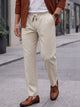 Natural Smart Straight Fit Mid-Rise Pleated Woven Trouser For Men