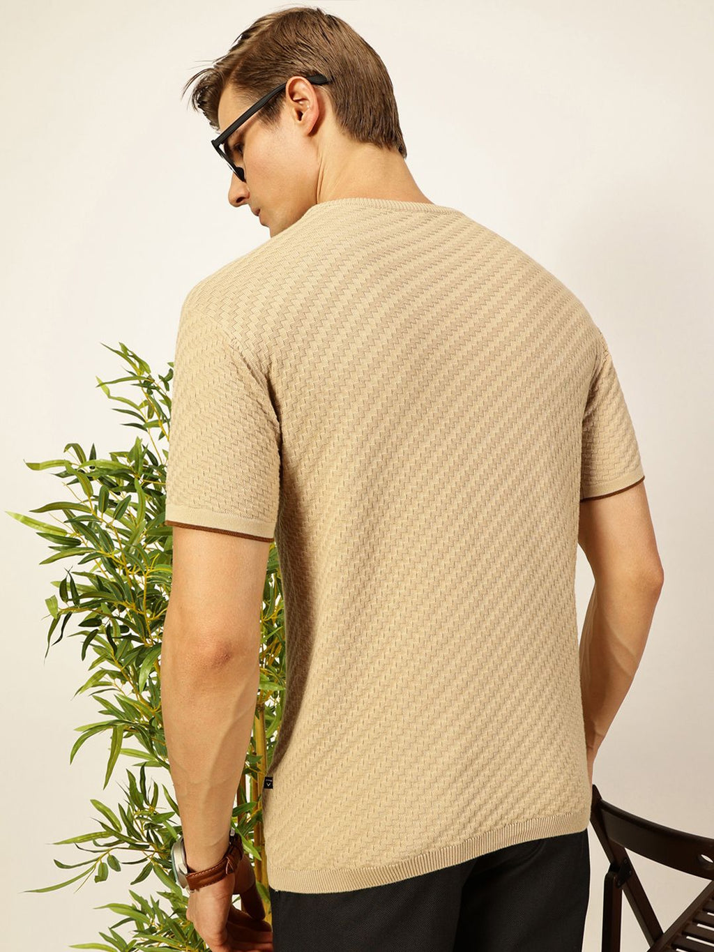 Thomas Scott Men Knit Textured Round Neck T-shirt
