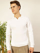 White Regular Fit Long Sleeves Textured Tshirt
