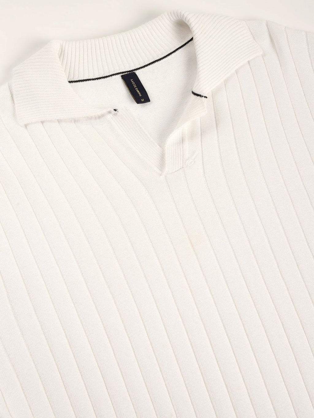 White Regular Fit Long Sleeves Textured Tshirt