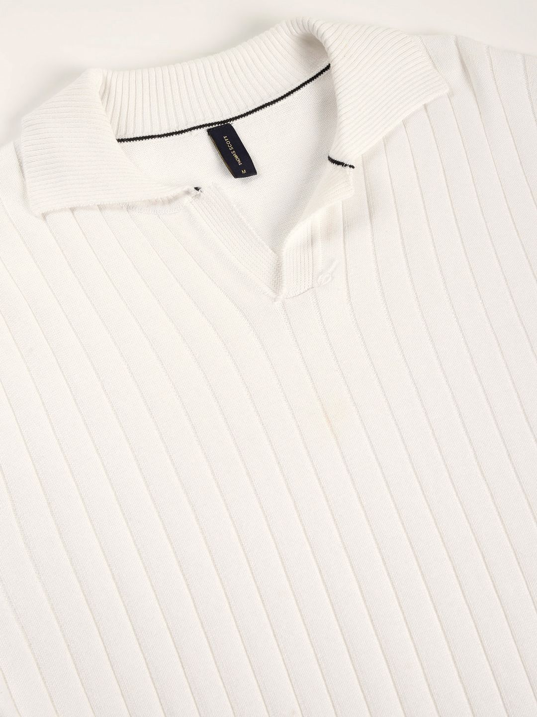 White Regular Fit Long Sleeves Textured Tshirt