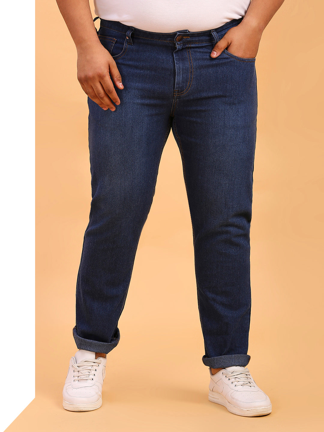 Thomas Scott Men Mid Blue Plus Size Mid-Rise Tapered Fit Stretchable Jeans