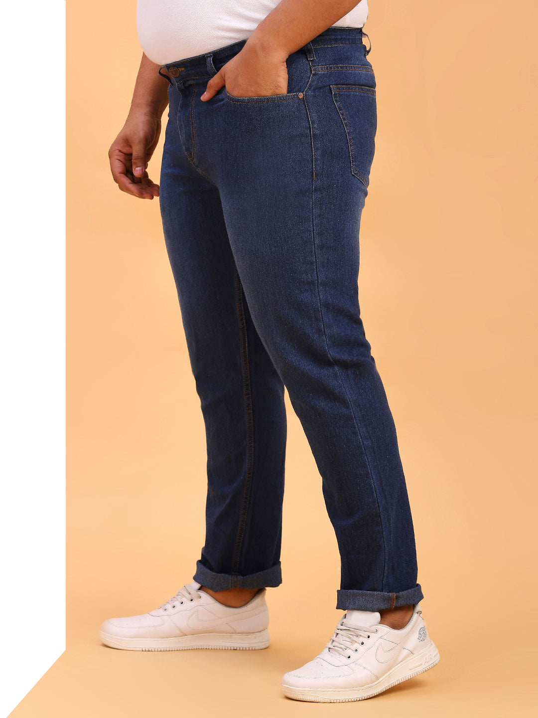 Thomas Scott Men Mid Blue Plus Size Mid-Rise Tapered Fit Stretchable Jeans