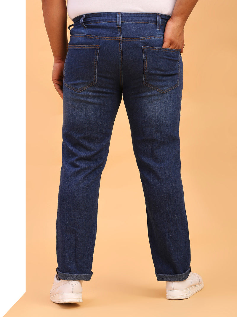 Thomas Scott Men Mid Blue Plus Size Mid-Rise Tapered Fit Stretchable Jeans