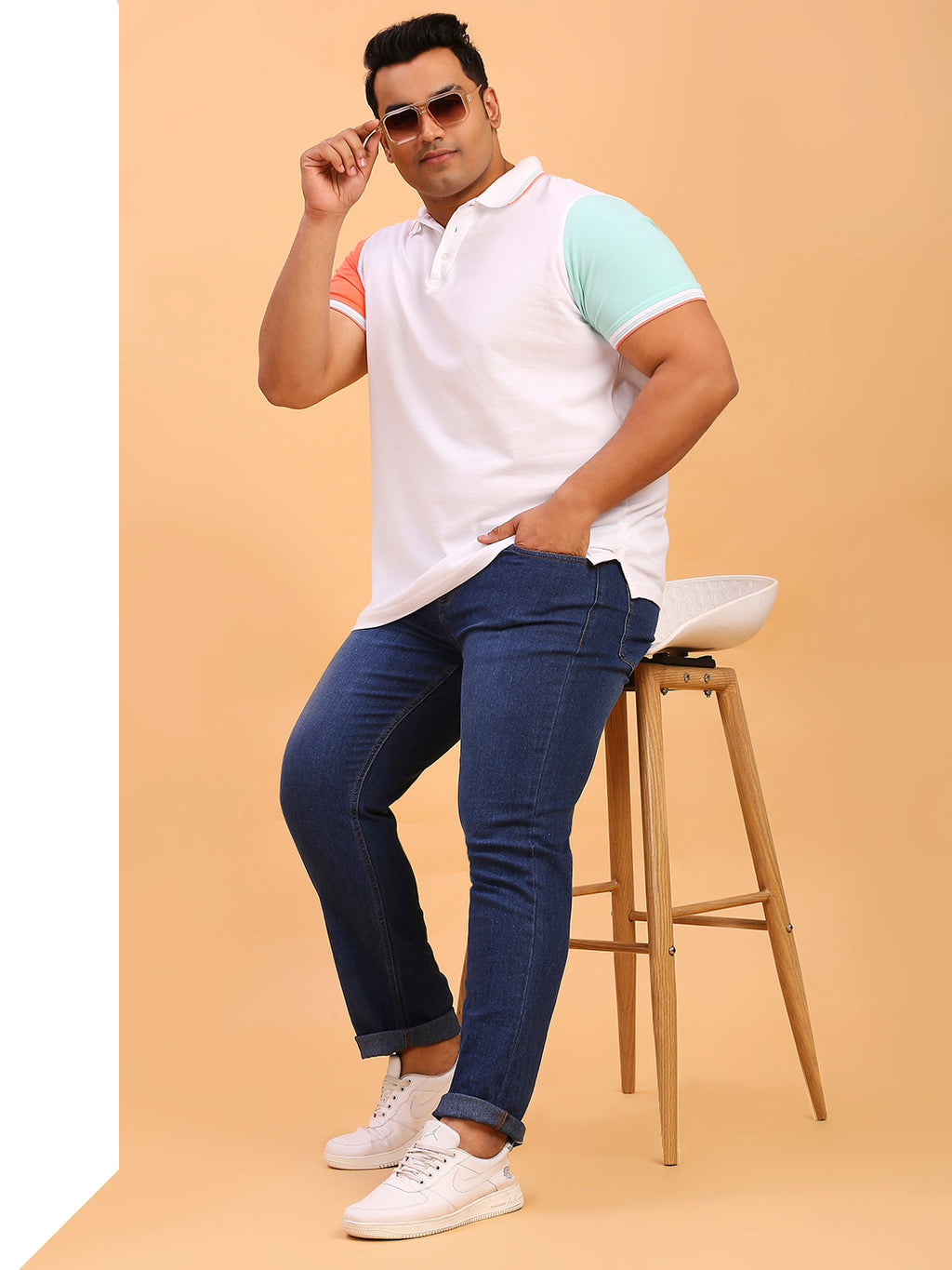 Thomas Scott Men Mid Blue Plus Size Mid-Rise Tapered Fit Stretchable Jeans