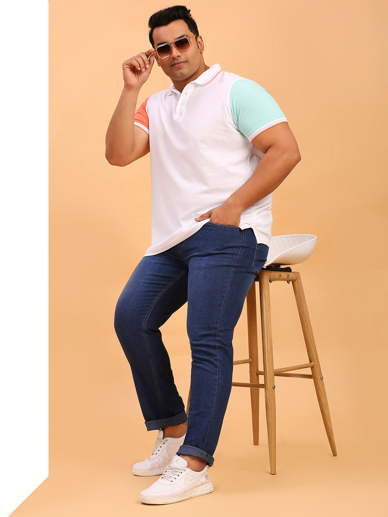 Thomas Scott Men Mid Blue Plus Size Mid-Rise Tapered Fit Stretchable Jeans