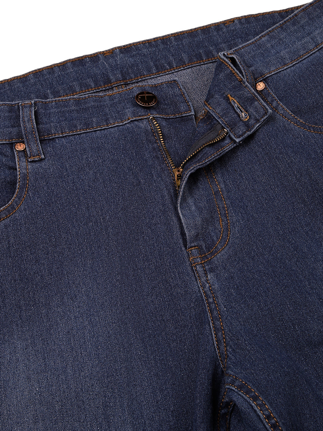 Thomas Scott Men Mid Blue Plus Size Mid-Rise Tapered Fit Stretchable Jeans