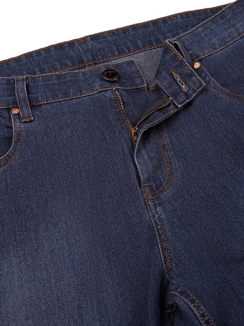 Thomas Scott Men Mid Blue Plus Size Mid-Rise Tapered Fit Stretchable Jeans