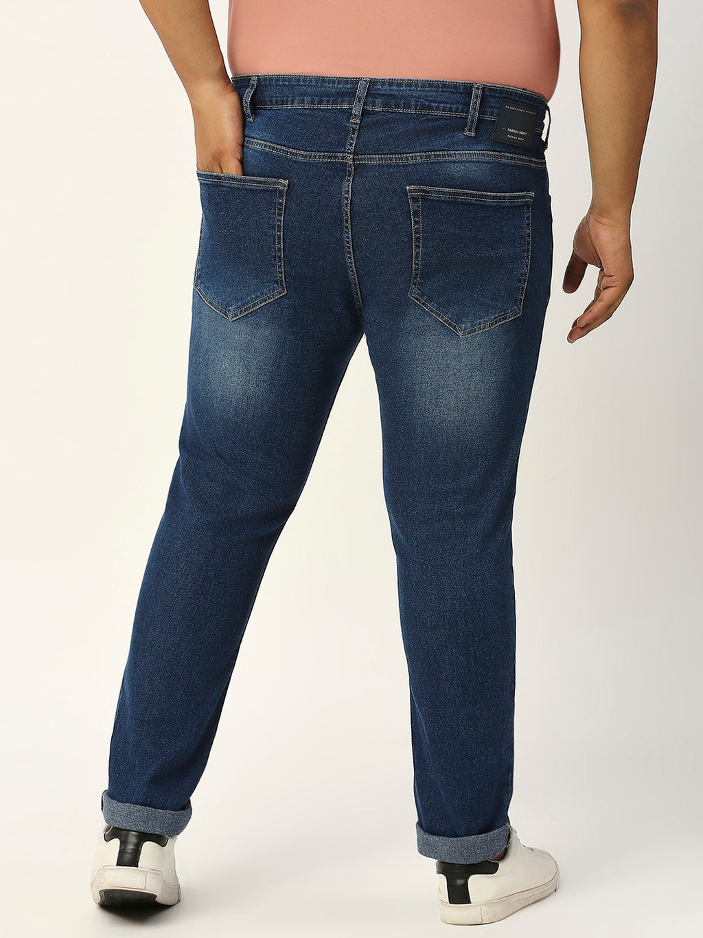 Thomas Scott Men Dark Blue Plus Size Mid-Rise Tapered Fit Stretchable Jeans
