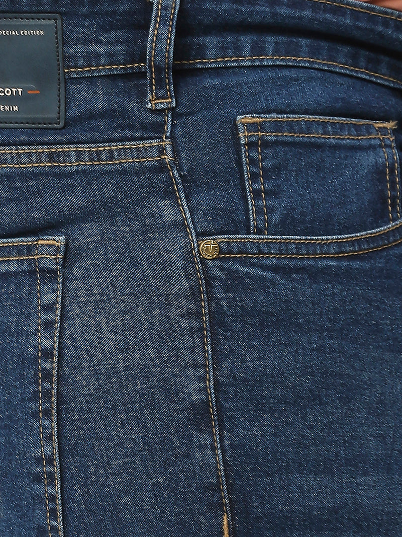 Thomas Scott Men Dark Blue Plus Size Mid-Rise Tapered Fit Stretchable Jeans