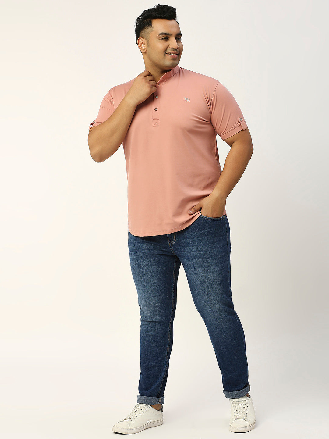 Thomas Scott Men Dark Blue Plus Size Mid-Rise Tapered Fit Stretchable Jeans