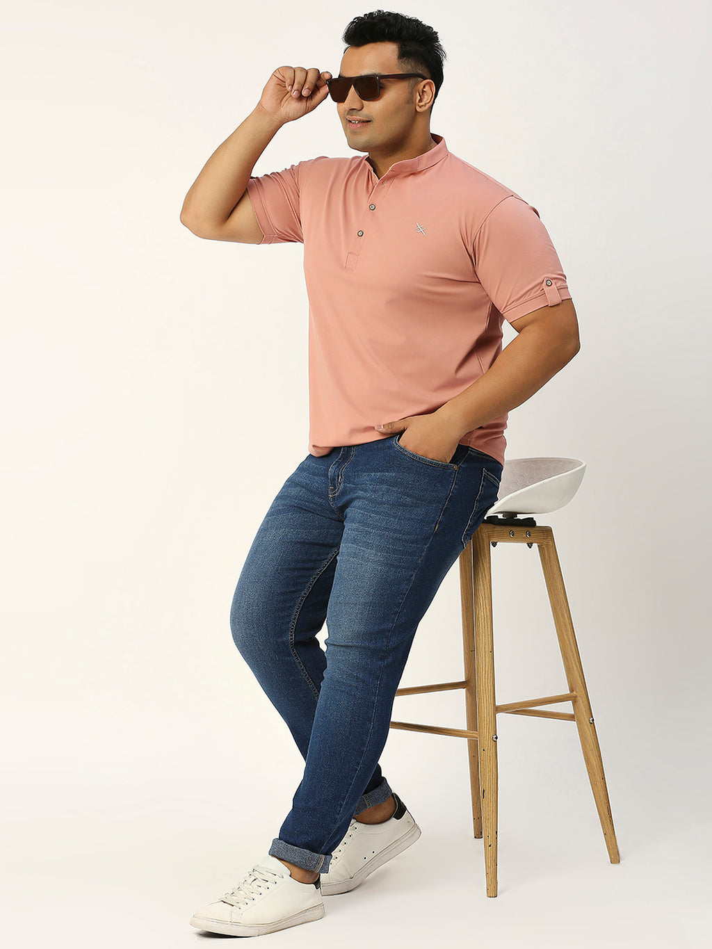 Thomas Scott Men Dark Blue Plus Size Mid-Rise Tapered Fit Stretchable Jeans