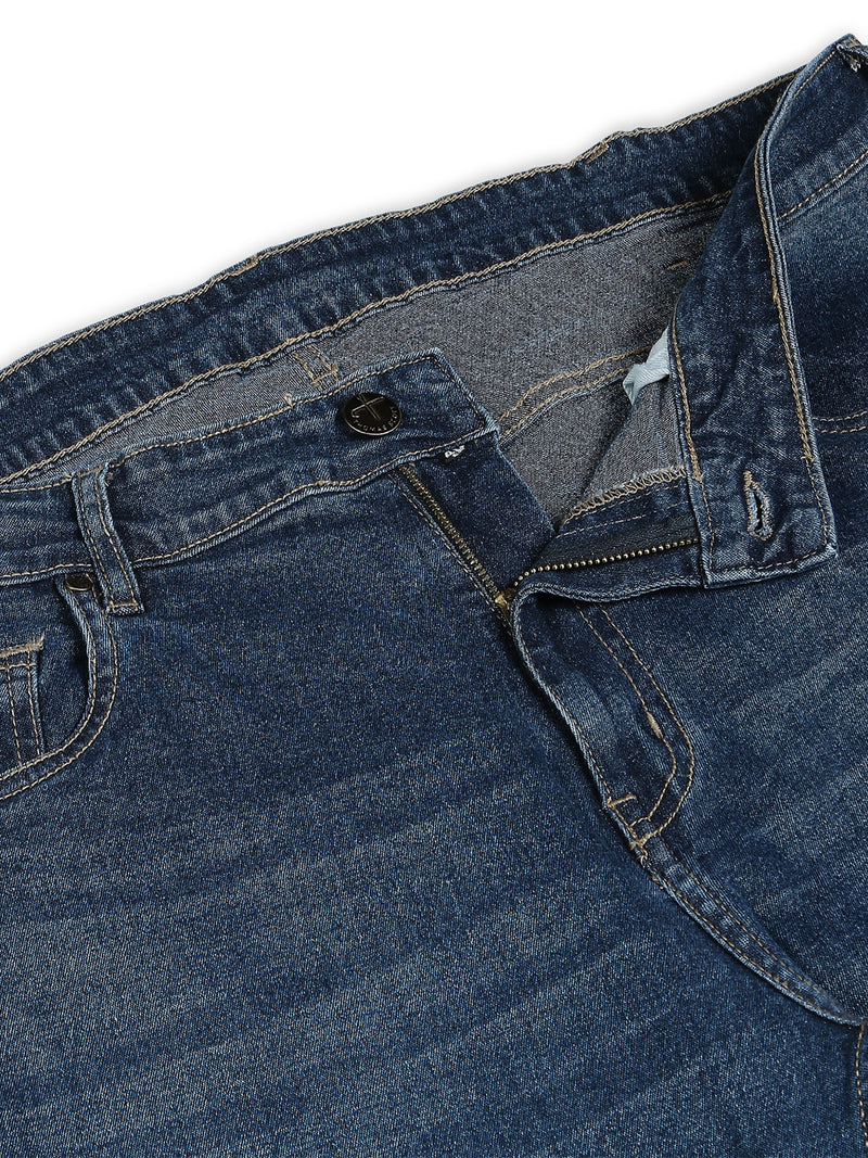 Thomas Scott Men Dark Blue Plus Size Mid-Rise Tapered Fit Stretchable Jeans