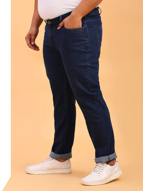 Thomas Scott Men Dark Blue Plus Size Mid-Rise Tapered Fit Stretchable Jeans