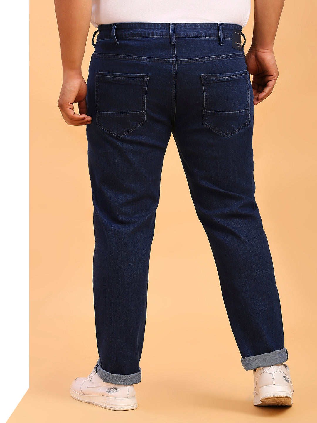 Thomas Scott Men Dark Blue Plus Size Mid-Rise Tapered Fit Stretchable Jeans