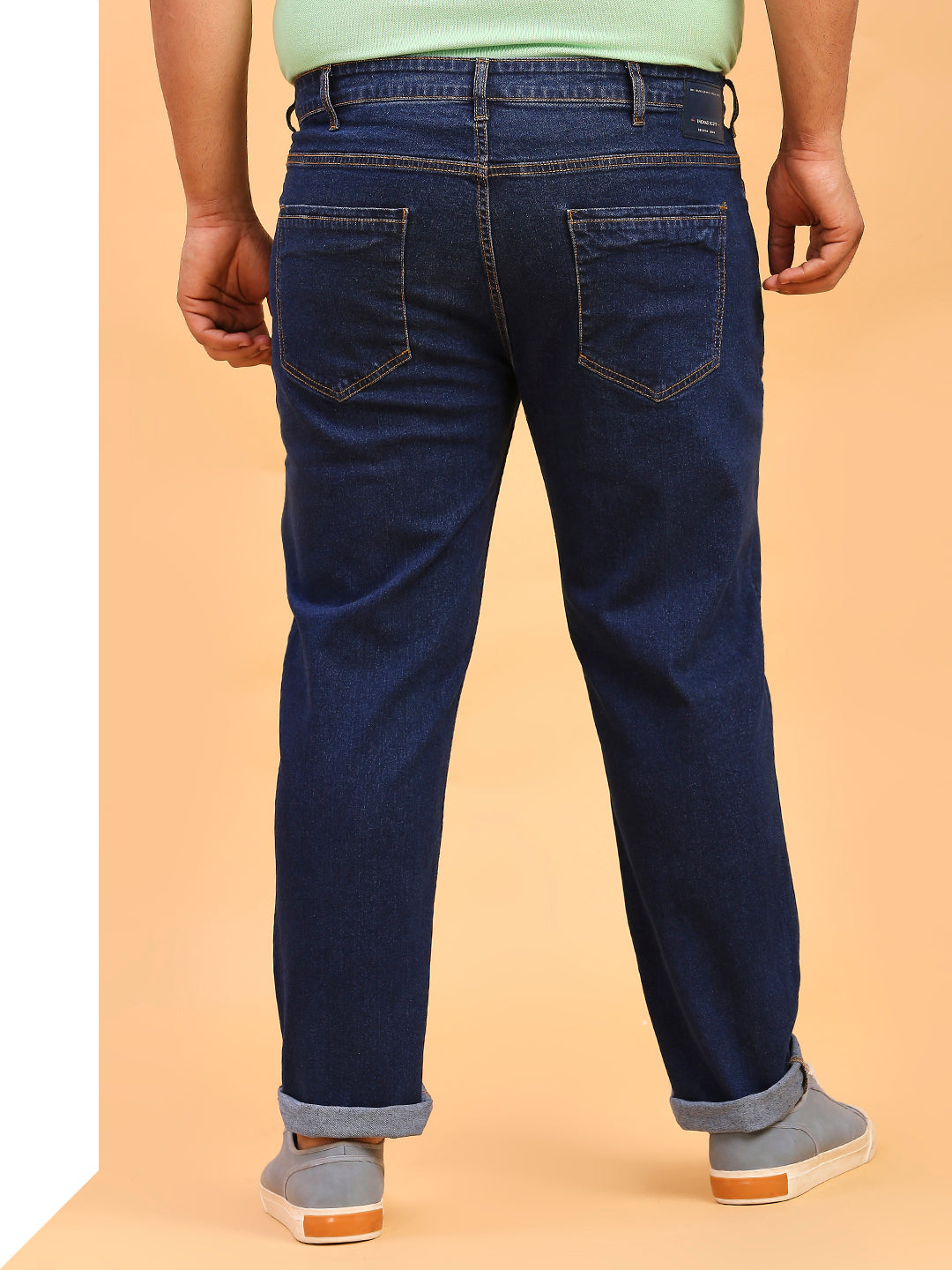 Thomas Scott Men Dark Blue Plus Size Mid-Rise Tapered Fit Stretchable Jeans