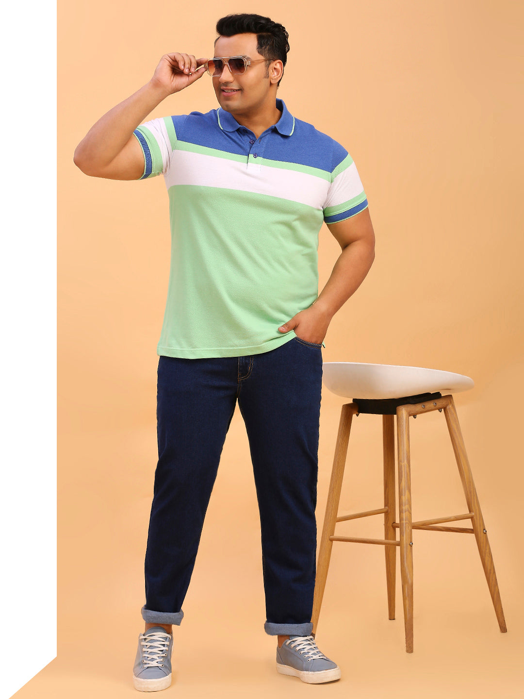 Thomas Scott Men Dark Blue Plus Size Mid-Rise Tapered Fit Stretchable Jeans