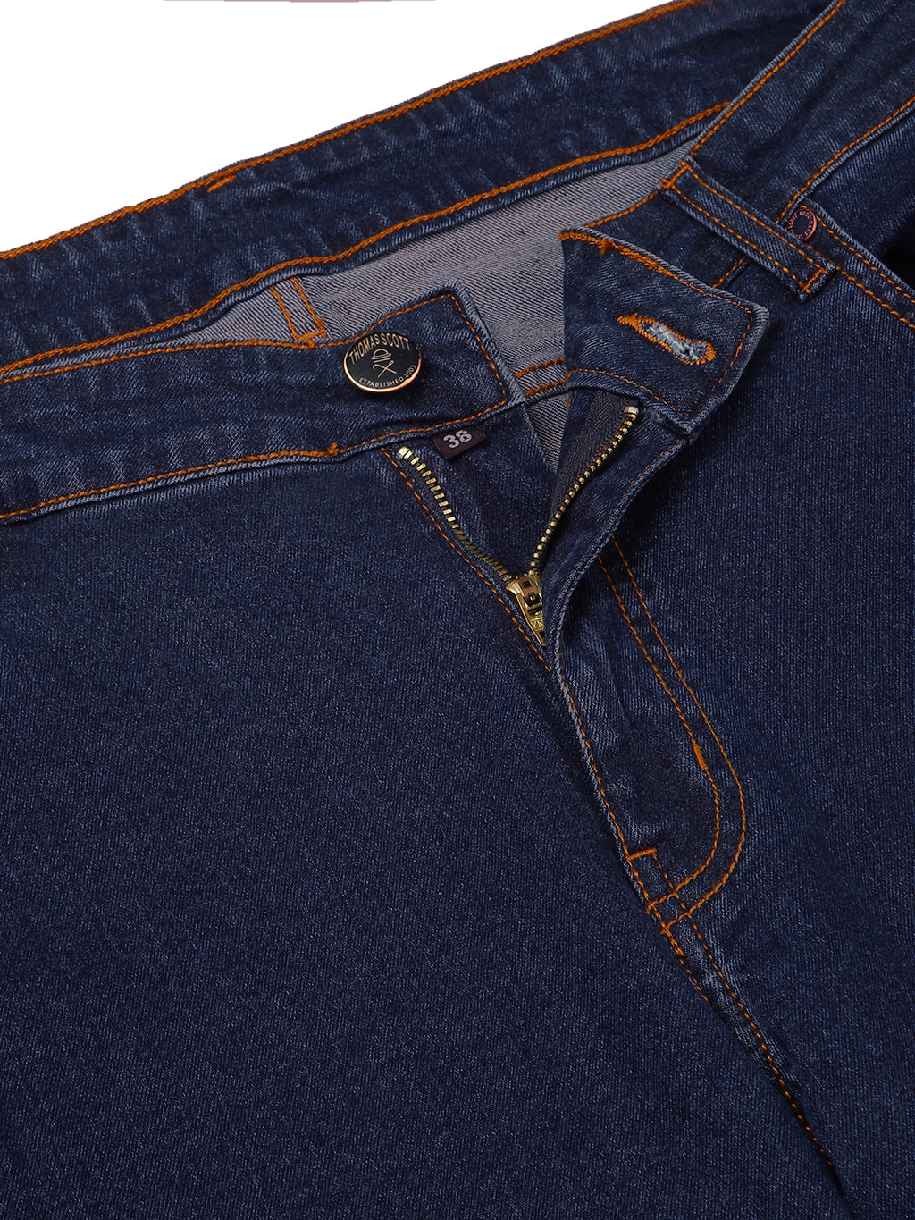 Thomas Scott Men Dark Blue Plus Size Mid-Rise Tapered Fit Stretchable Jeans