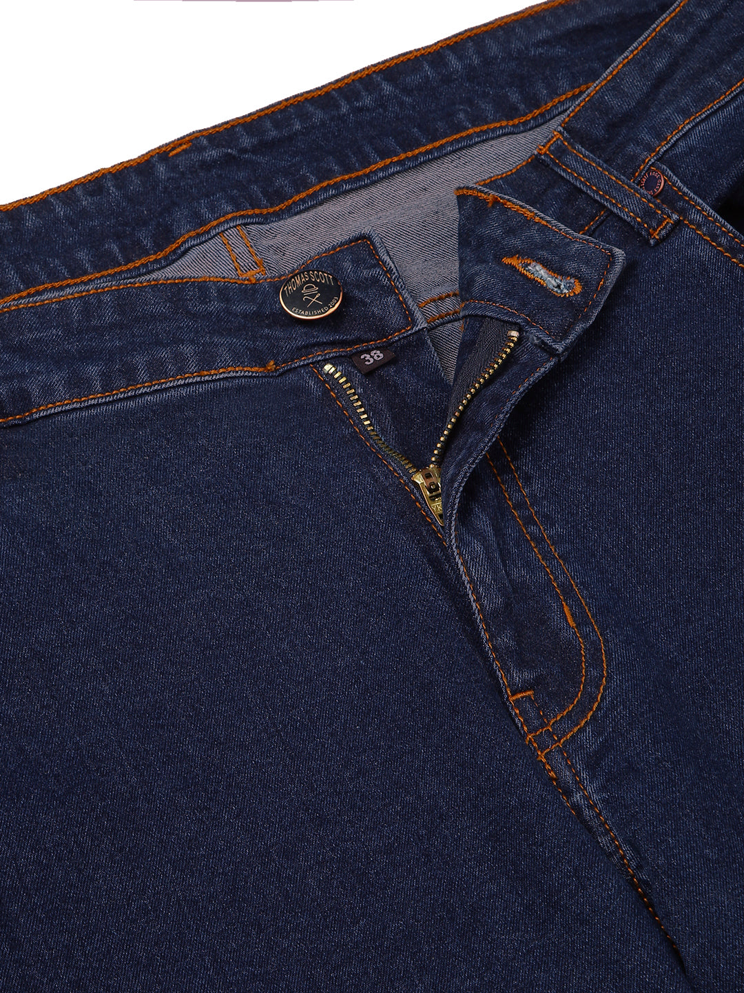 Thomas Scott Men Dark Blue Plus Size Mid-Rise Tapered Fit Stretchable Jeans