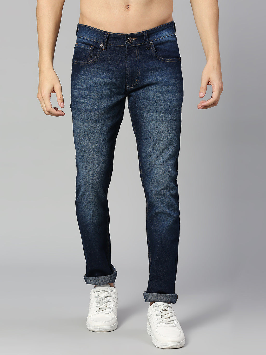 Thomas Scott Men Smart Slim Fit Clean Look Light Fade Stretchable Jeans