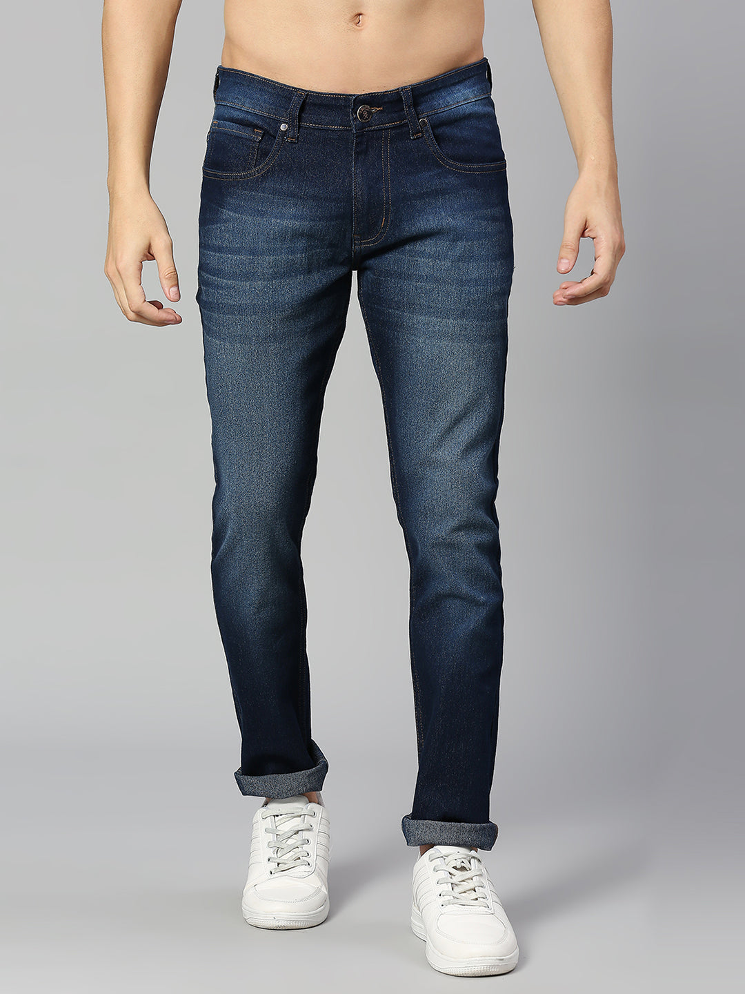 Thomas Scott Men Smart Slim Fit Clean Look Light Fade Stretchable Jeans
