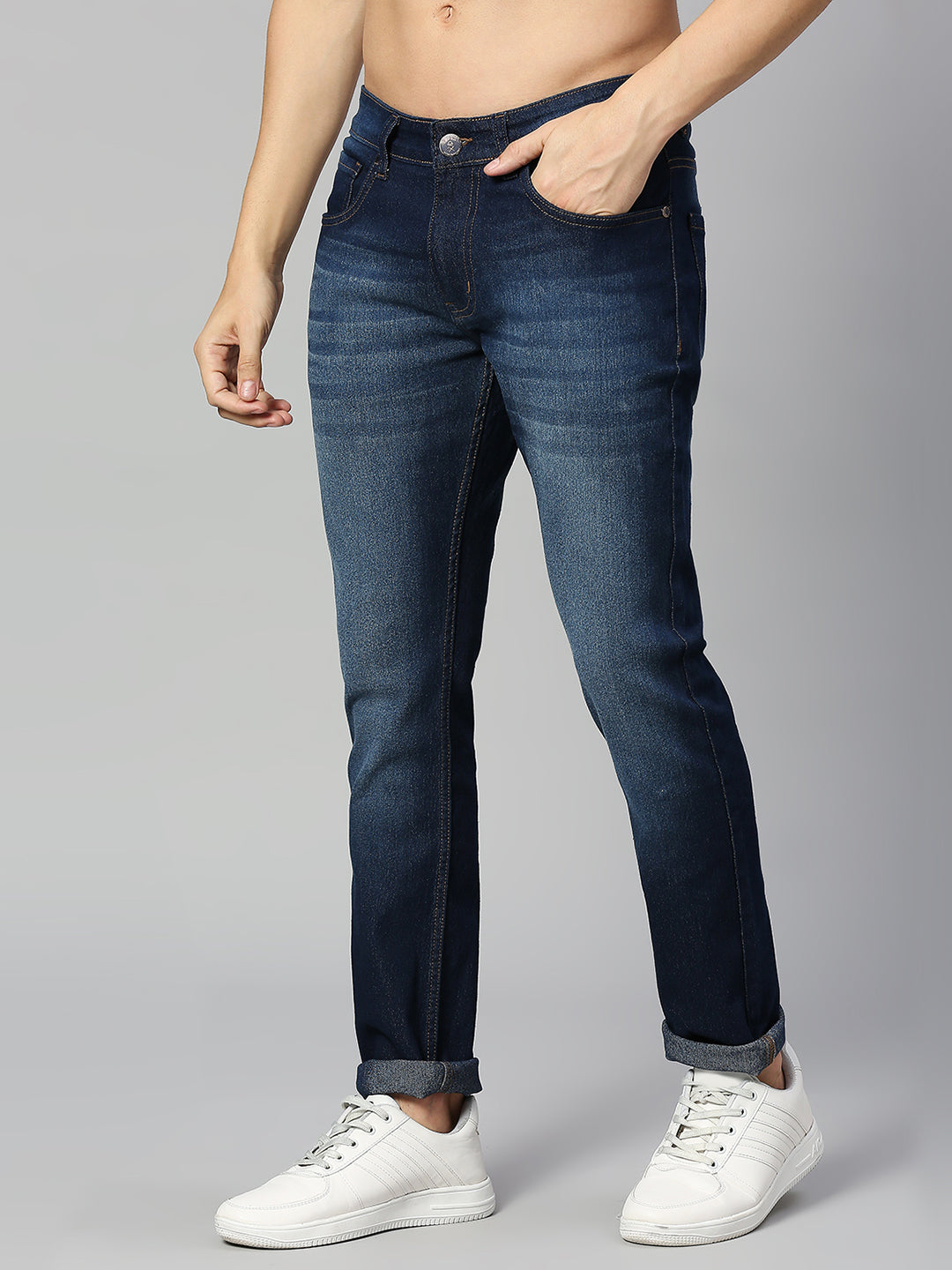 Thomas Scott Men Smart Slim Fit Clean Look Light Fade Stretchable Jeans
