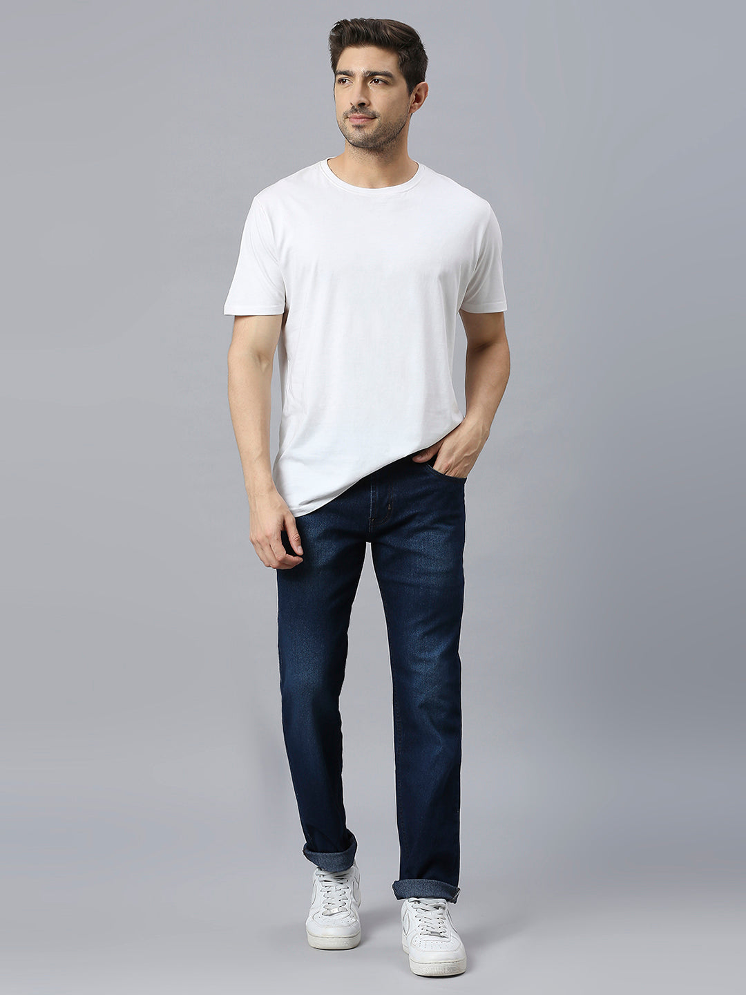 Thomas Scott Men Mid-Rise Classic Fit Light Fade Stretchable Jeans