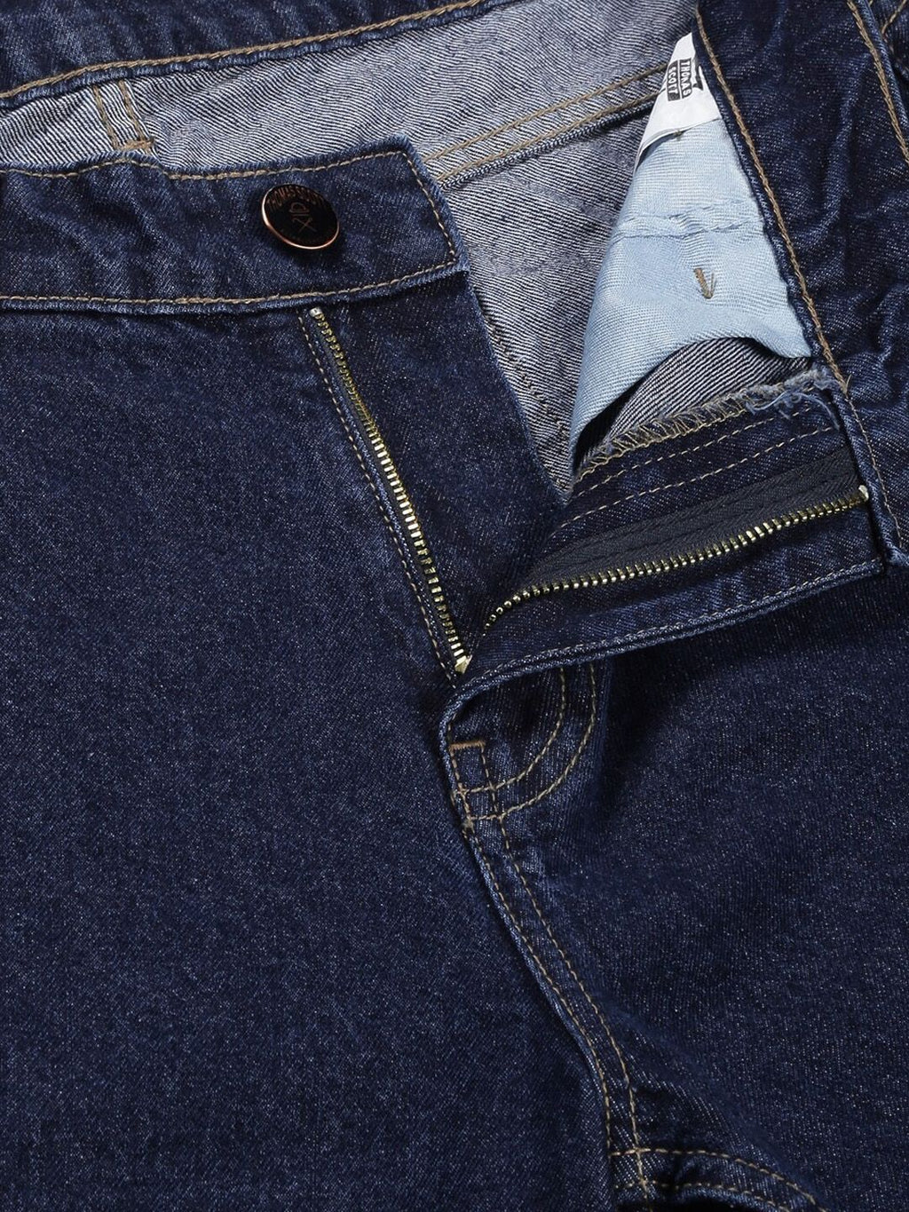 Dark Blue Comfort Relaxed Fit Clean Look Pure Cotton Cargo Jeans For Men