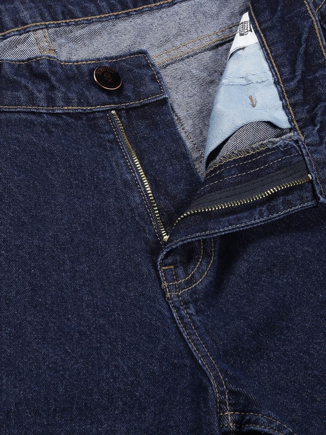 Dark Blue Comfort Relaxed Fit Clean Look Pure Cotton Cargo Jeans For Men