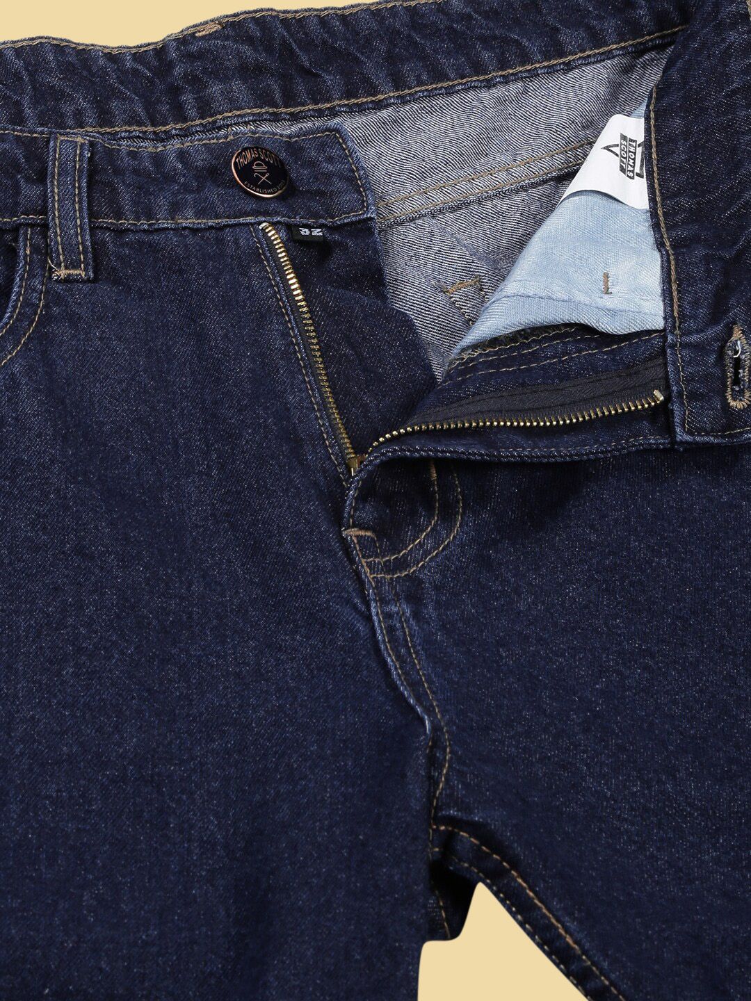 Dark Blue Comfort Relaxed Fit Clean Look Pure Cotton Cargo Jeans For Men