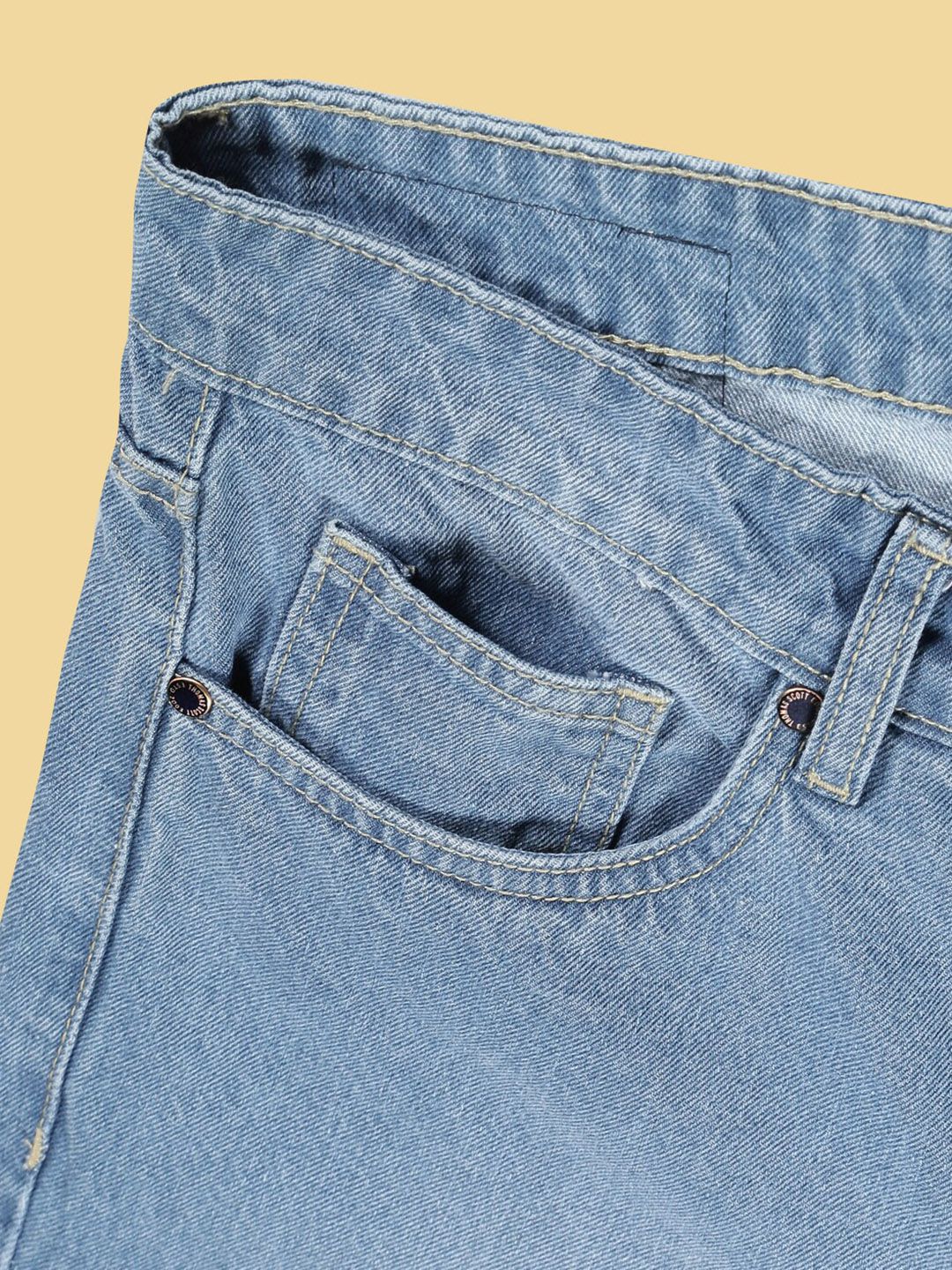 Light Blue Comfort Relaxed Fit Clean Look Light Fade Cotton Baggy Jeans For Men