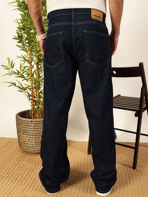 Dark Indigo Smart Relaxed Fit Baggy Jeans For Men