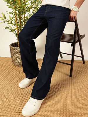 Dark Indigo Smart Relaxed Fit Baggy Jeans For Men