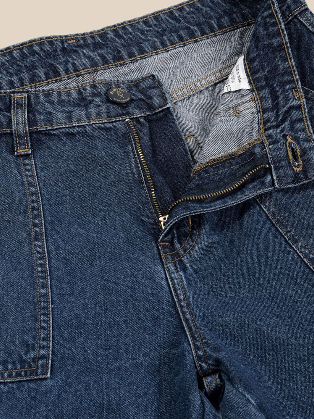 Blue Classic Relaxed Fit Cotton Cargo Jeans For Men