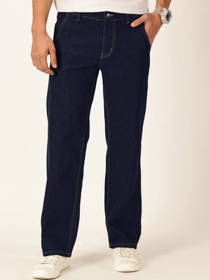 Dark Indigo Smart Relaxed Fit Stretchable Jeans For Men