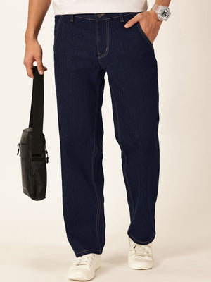Dark Indigo Smart Relaxed Fit Stretchable Jeans For Men