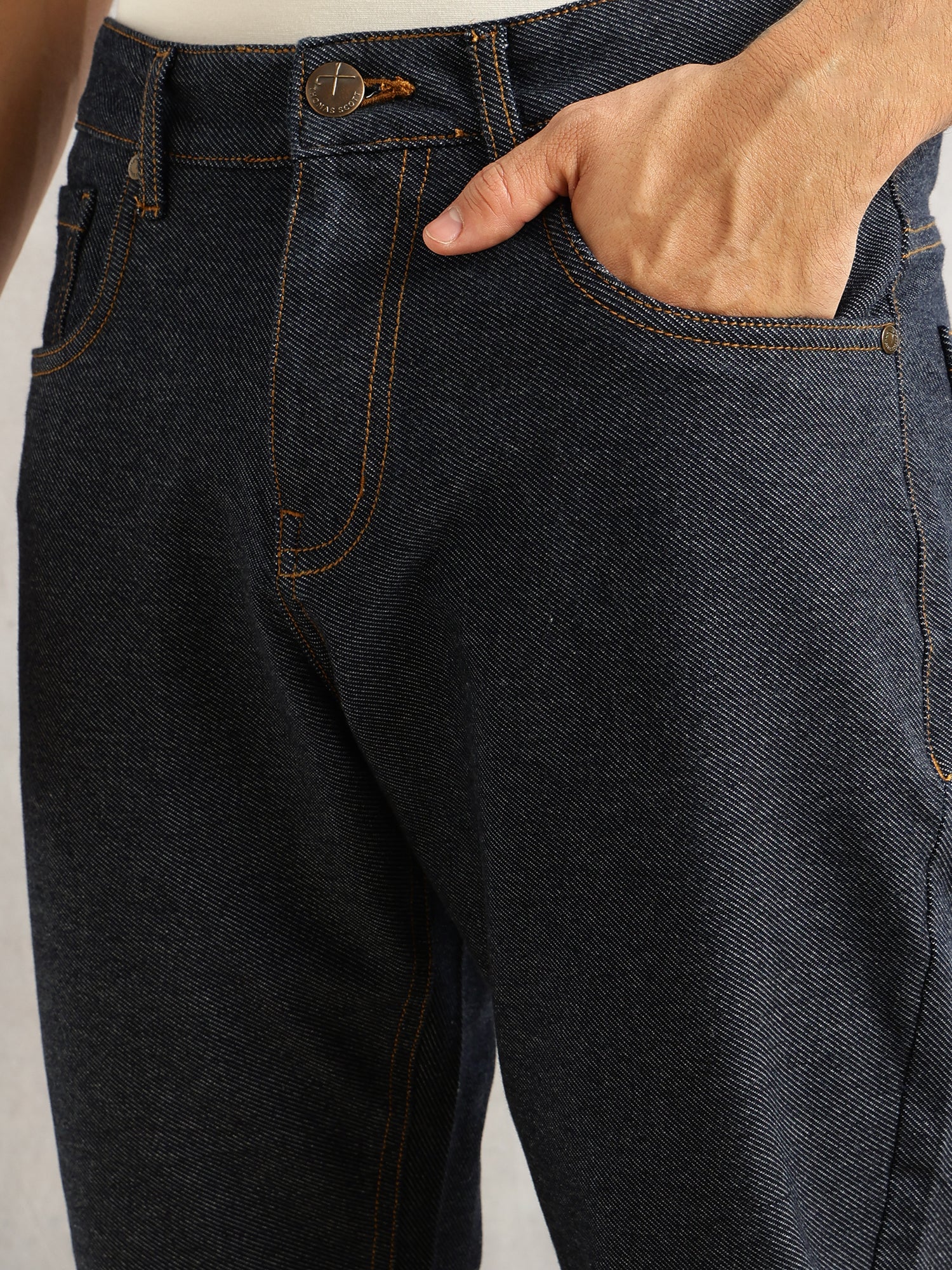 Thomas Scott Men Indigo Smart Slim Fit Dark Shade 4-Way Stretch Performance Jeans