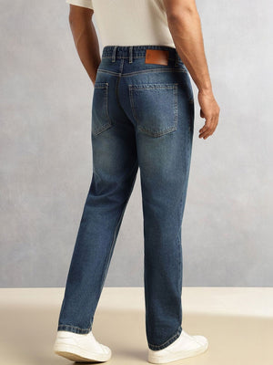 Dark Blue Slim Fit Mid-Rise Light Shade Clean Look Non-Stretchable Jeans For Men