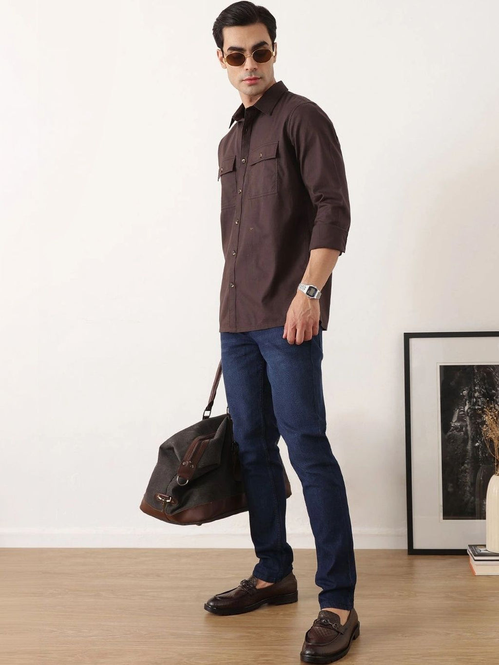 Dark Blue Smart Slim Fit Mid-Rise Light Fade Clean Look Stretchable Jeans For Men