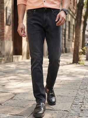 Dark Black Smart Slim Fit Mid-Rise Dark Shade Clean Look Non Stretchable Jeans For Men