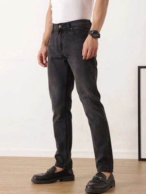 Dark Black Smart Slim Fit Mid-Rise Dark Shade Clean Look Non Stretchable Jeans For Men
