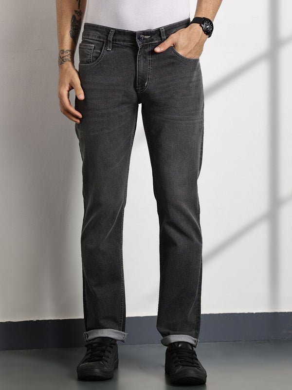 DarkGrey Slim Fit Mid-Rise Clean Look Non stretchable Jeans