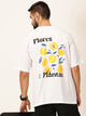 White Oversized Graphic Printed Cotton Bio Finish Tshirt For Men
