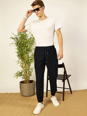 Navy Smart Slim Fit Cotton Woven Cargo Trouser For Men
