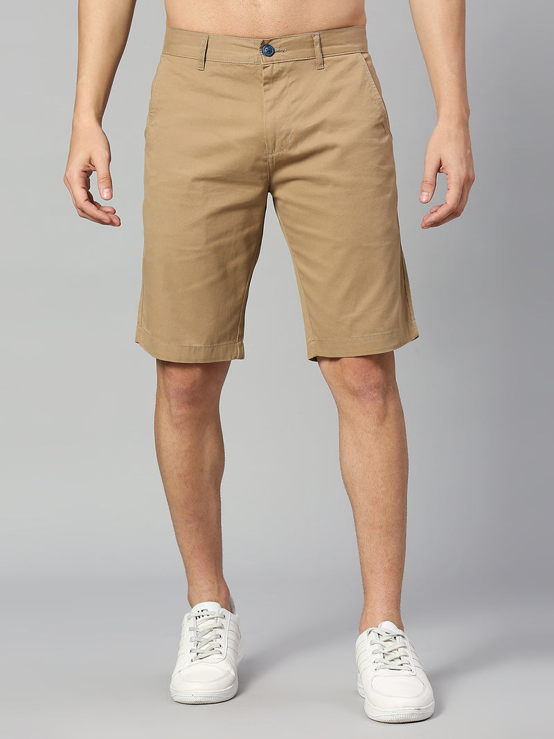 Thomas Scott Men Brown Slim Fit Mid-Rise 100% Cotton Solid Woven Shorts