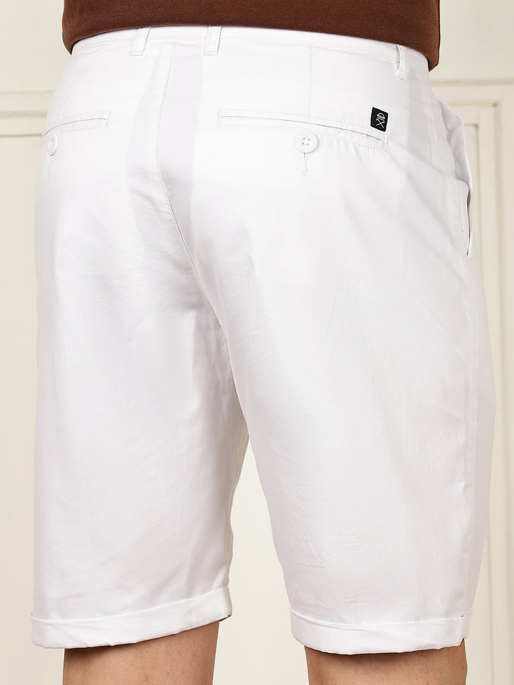 Thomas Scott Men White Mid-Rise Regular Fit Cotton Woven Chinos Shorts